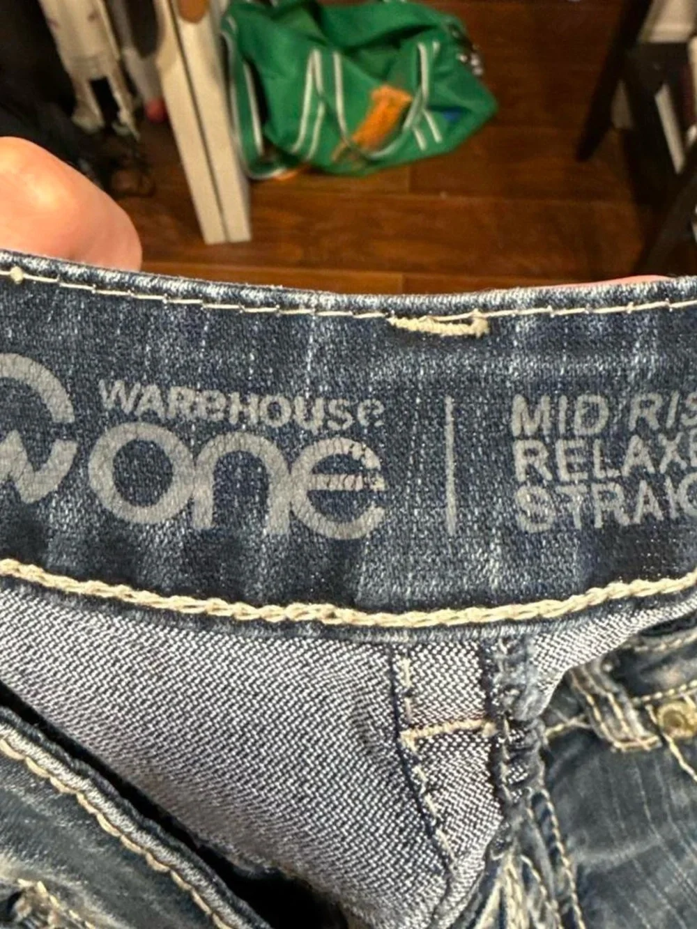 Y2K Warehouse One Embroidered Faded Low Rise Straight Jeans - Picture 3 of 3